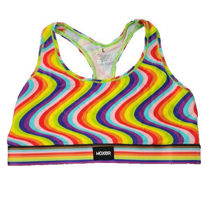 Woxer Boss Women‎ Size Large Multi-Colored Slim Racerback Bralette Scoop Neck